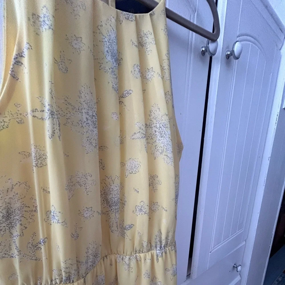 NWOT BLUE RAIN Yellow Sleeveless Dress w/Floral Print and Elastic Waist, Flared - Picture 7 of 14
